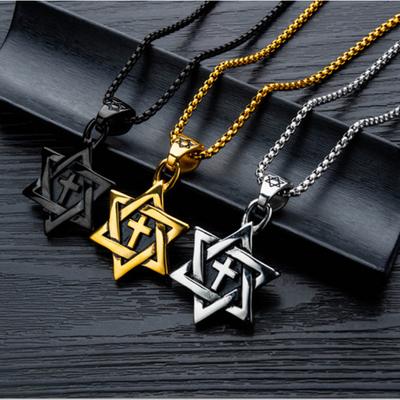 Hexagramm Herrenkette, Hip Hop Kreuzanhänger, Langer Stil
