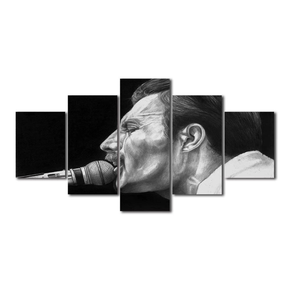 

Singer Canvas Painting No Frame 5 Pcs Freddie Mercury Music Modular Poster HD Print Wall Art Picture Living Room Decoration Home 20x35 20x45 20x55cm