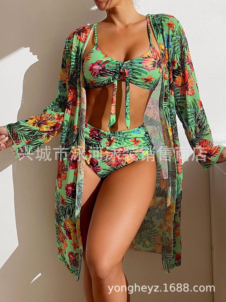 Böhmischer Druck Sexy Damen Strand-Bikinis Dreiteiliges Bikini-Set Cover-up Bademode High-Waisted Bikini-Set Damen Badeanzug 2025