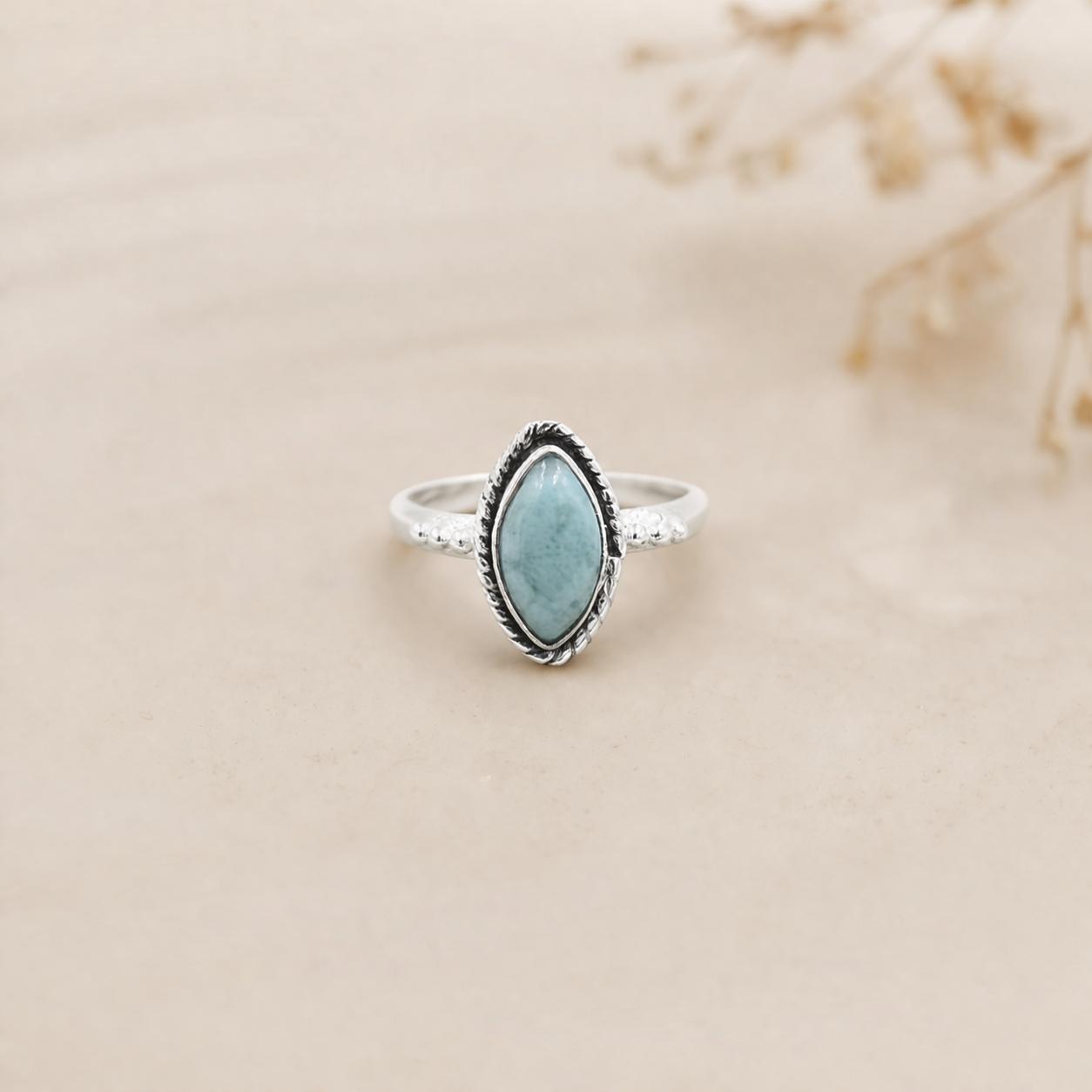 

Larimar Marquise Ring 6x12mm, 925 Sterling Silver Statement Ring, Blue Gemstone Ring, Handmade Ocean Jewelry 4 серебряный