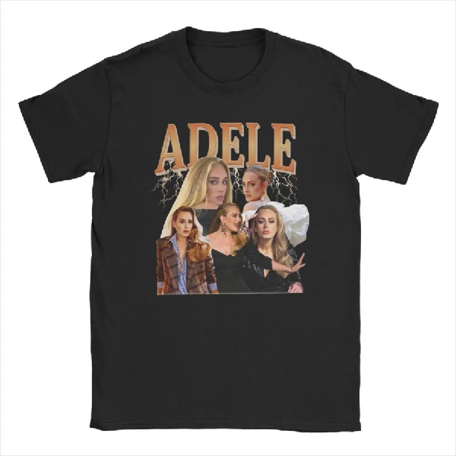 

Men s T-Shirt Vintage Adele Singer Novelty 100% Cotton Tees Short Sleeve T Shirts Round Neck Clothing Gift Idea XXXXXL чорний