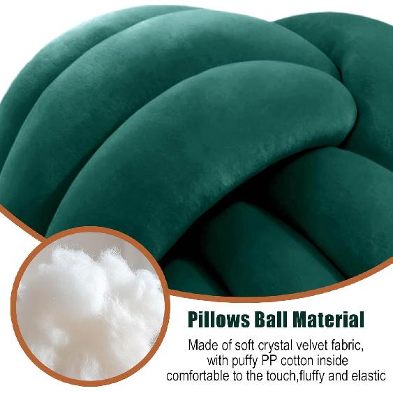 Dark Green 8.6 Inches Knot Pillow Ball, Round Soft Handmade Knotted Ball Pillow Plush Cushion Home Decor, Knotted Plush Pillow Cushion, for Bedroom,