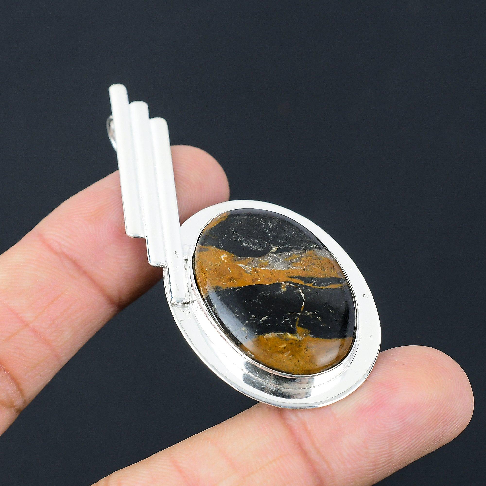 

Daughters Day Deal Oval Golden Pietersite Gemstone Wife Pendant Sterling Silver