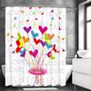 Colorful Cartoon Love Shower Curtain, Bathroom Decorative Shower Curtain, Waterproof Shower Curtain with Hooks