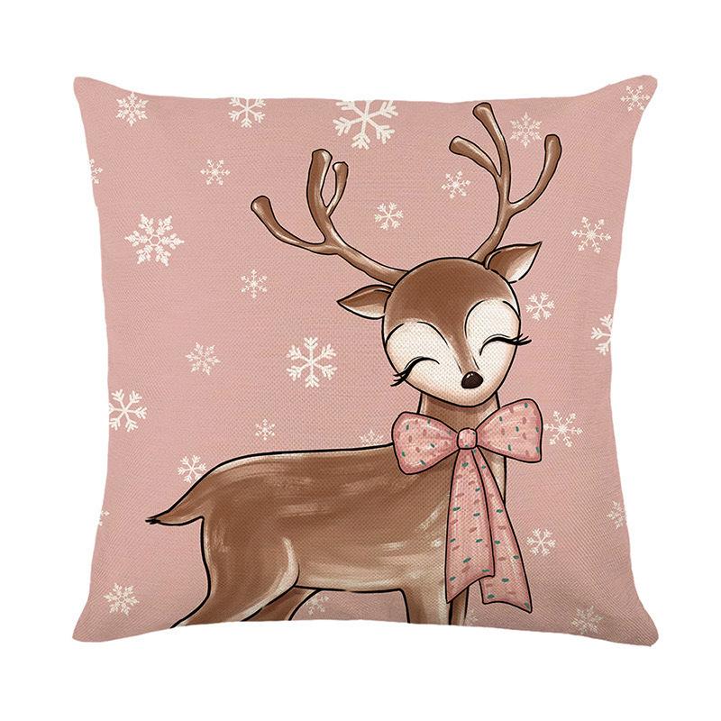 Christmas Pillowcase Decorative Linen Printed Porch Courtyard Sofa Home Decoration Pillowcase