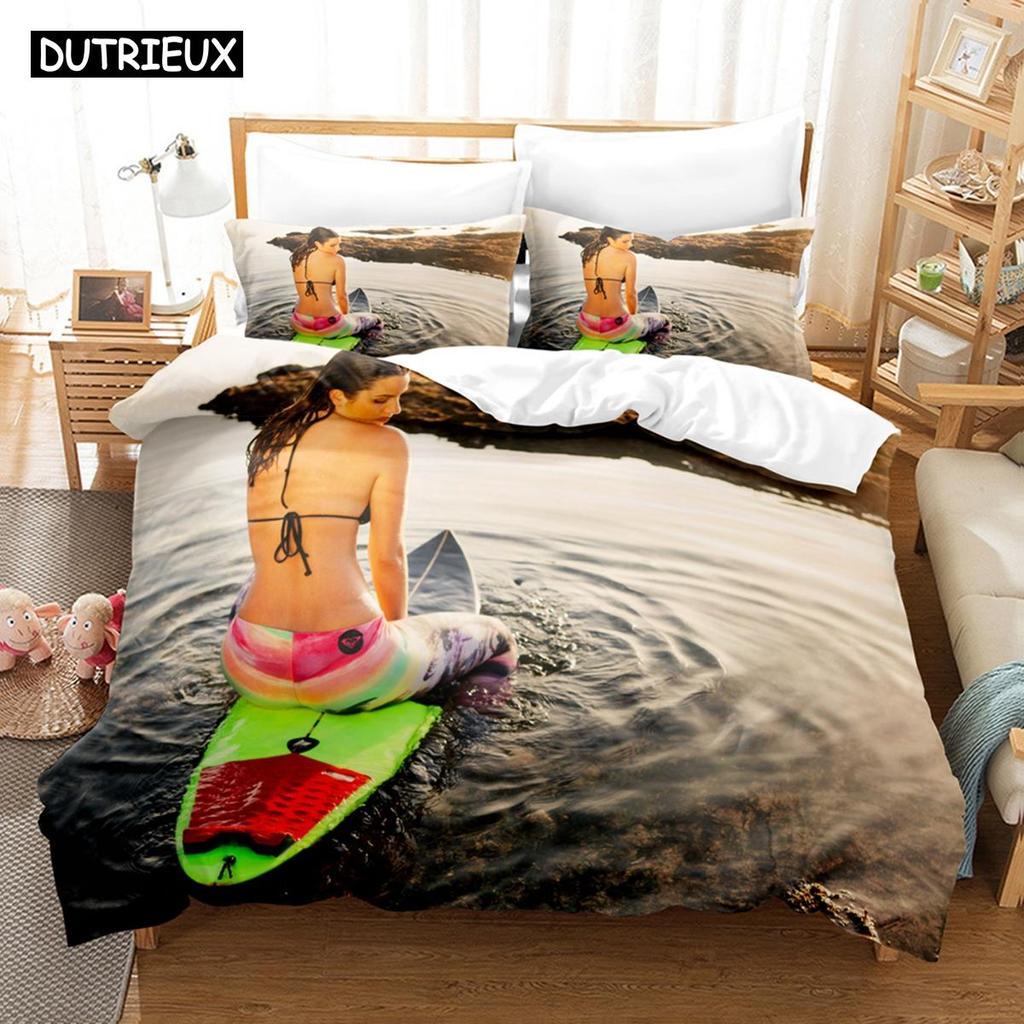 3D Printed Summer Bedding Sexy Bikini Women Bedding Set Down Quilt Cover with Pillowcase Double SIngle KingGift