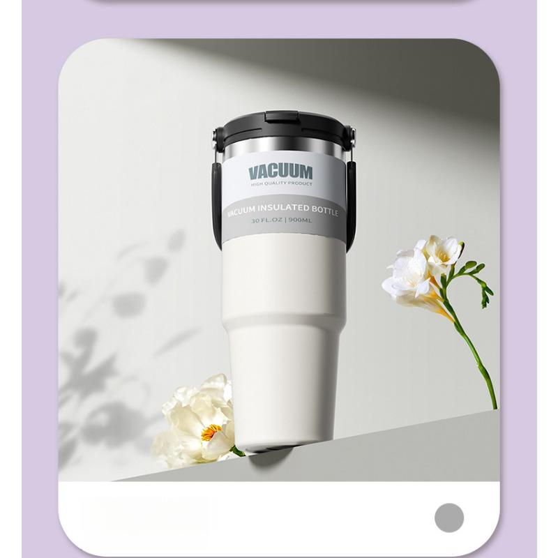 1PC Thermos Cup 30oz Car Cup Stainless Steel Car Ice Cup Portable Giant Vacuum Portable Straw Water Cup