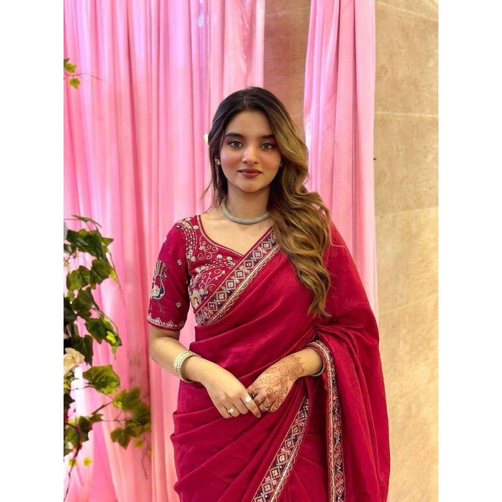 Designer Party Wear Fendy Satin Silk Saree