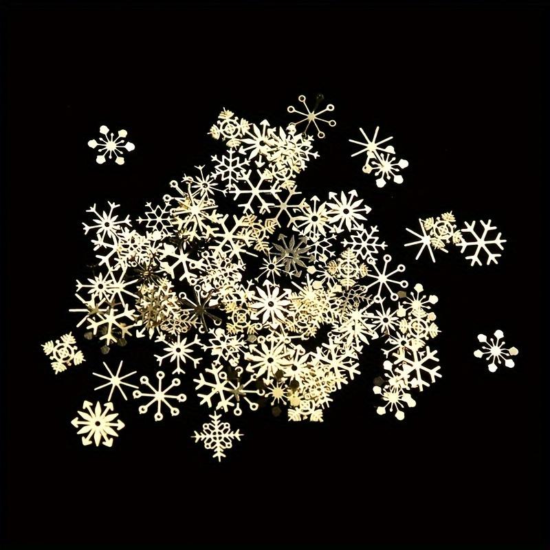 90pcs/box Golden Snowflake Nail Art Glitter, Christmas 3D Snowflake Nail Flakes, Nail Decoration Thin Patches