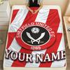 1PC Custom Name Sheffield United FC Patterned Flannel Blanket Suitable For All Seasons for Home Decor Warmth and Comfort Gifts Holiday Present