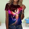 Fashion WomenFire Phoenix Print T Shirt Funny Casual O-neck Short Sleeves T-shirt Summer Female Tee Shirt