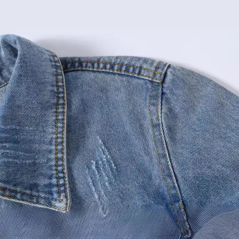Trendy Women's Spring/Autumn Retro Slimming Hong Kong Style Washed Denim Jacket