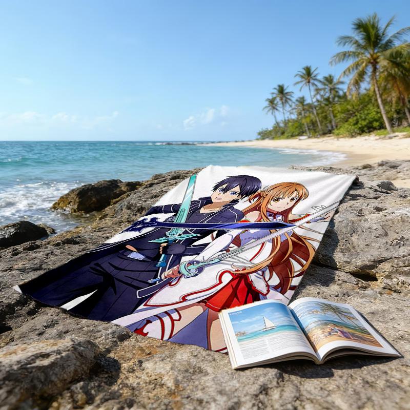 1pc Sword Art Online1 Beach Towel, Beach and Seaside Swimming Pool Equipment, Fashion Pattern, Rectangular, Travel Essentials
