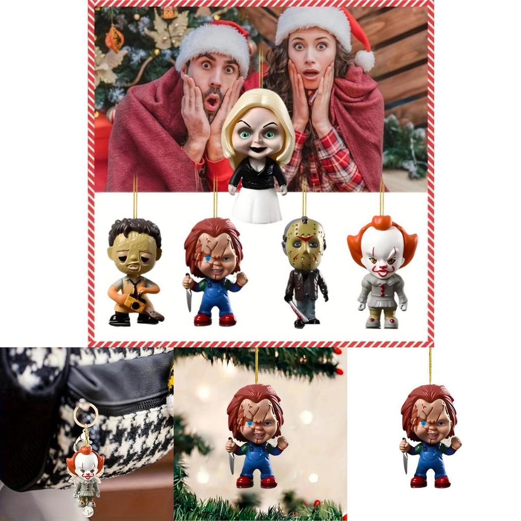 Halloween Scary Movie Character Acrylic Flat Hanging Party Decoration For Cars