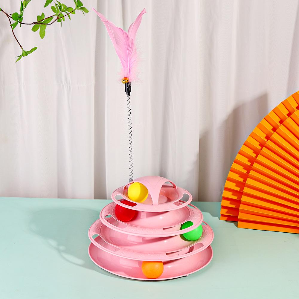 Cat Boredom Relief Kit: Interactive Wand, Teaser Wand, Turntable Toy, Self-Play Mouse Toy.