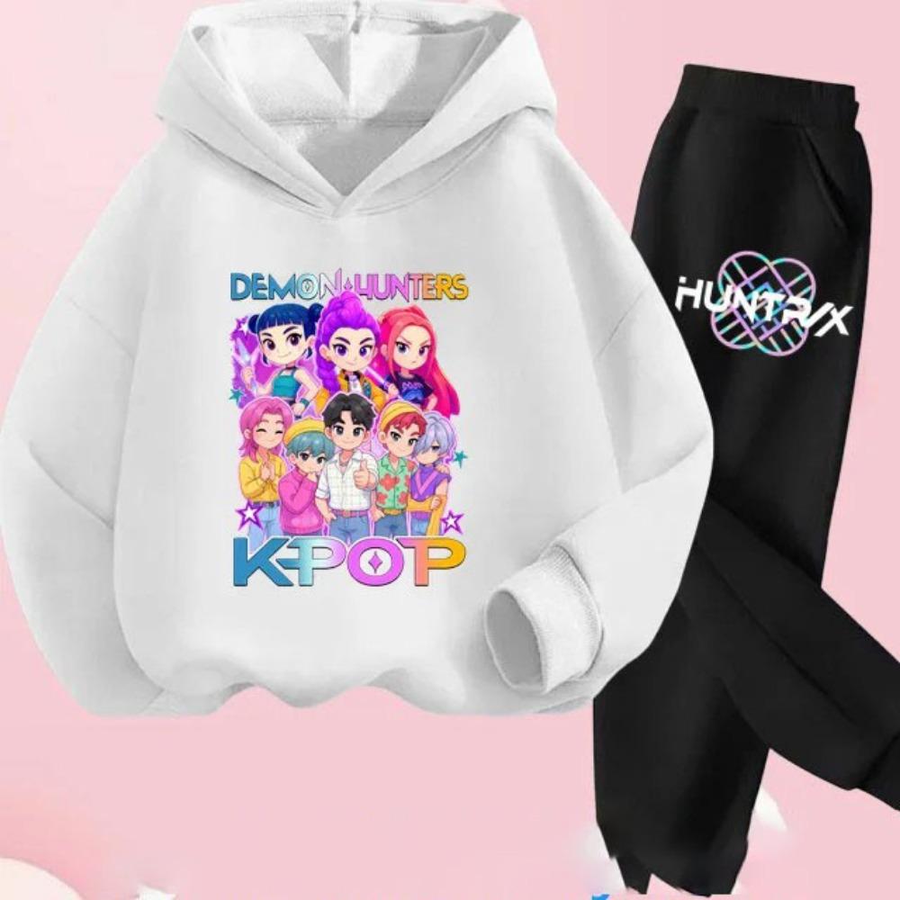 KPop Demon Hunters Hoodie Set Girls Fashion Casual Sweatshirt Movie New Kid K-Pop Demon Hunters Hooded Suit Clothes