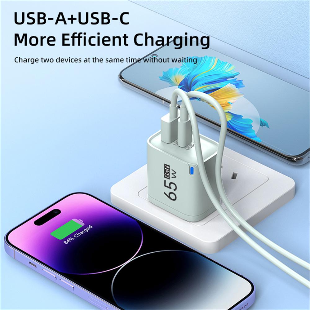 Universal USB Fast Chargers 65W GaN Quick Charger 3.0 USB-A USB-C Fast Charging Chargers PD Wall Charger Adapter For Cellphones
