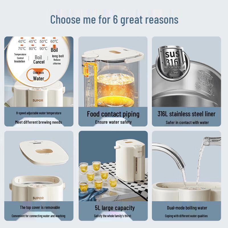 Supor 5L Electric Hot Water Dispenser with 316L Liner CN plug (adapter included)