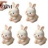 Japanische pastorale Stil Handwerk 5 Stück Niedliche weiße Kaninchen Harz Mini-Figuren, Kawaii Hase Mikro-Tier Statuen für Moos Terrarien Landschaftsdekorationen,
