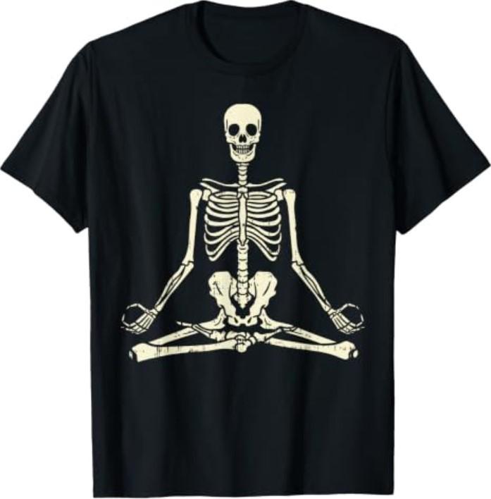 Meditating Skeleton Lotus Yoga Zen Balance Halloween Costume T-Shirt