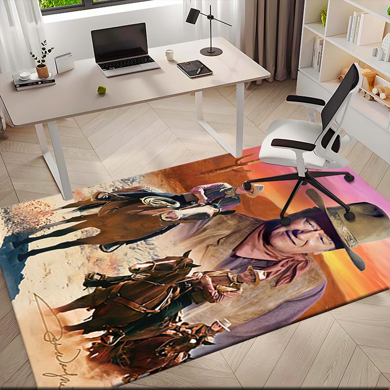1pc John Wayne's vintage cowboy poster Carpet Rug for Living Room Bedroom Home Sofa Decoration,Kids play Non-slip Floor Mat