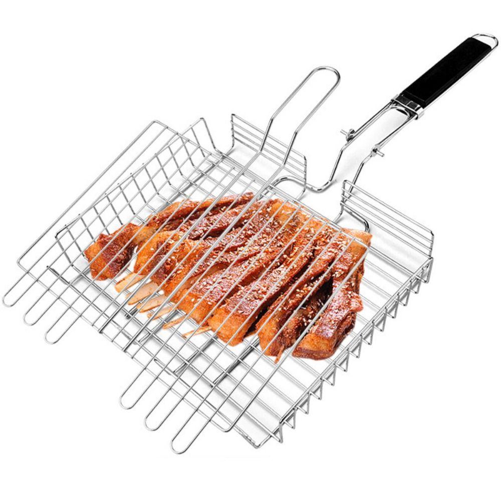 Folding BBQ Rack Portable Barbecue Mesh Mat Easy To Clean Fish Grill Basket  Outdoor