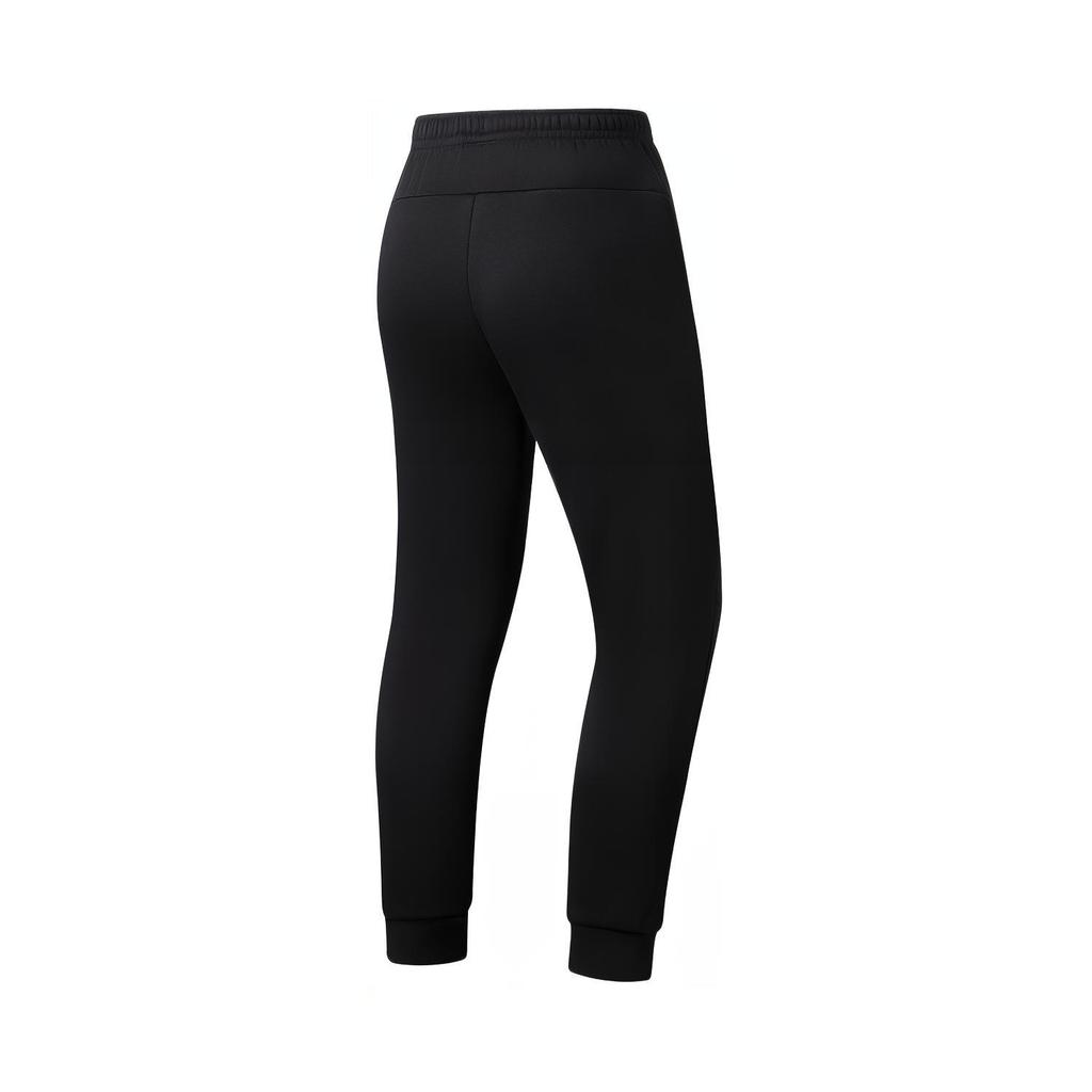 Li Ning Fitness Series Logo Cuffed Mid-Rise Elastic Knit Sports Pants Men Pants Black AKLUC35-1