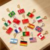 Stainless Steel Country Flag Bracelet Pendant Hand Chain Charm Travel Wristlet Keychain with Lobster Clasp and Small Profile