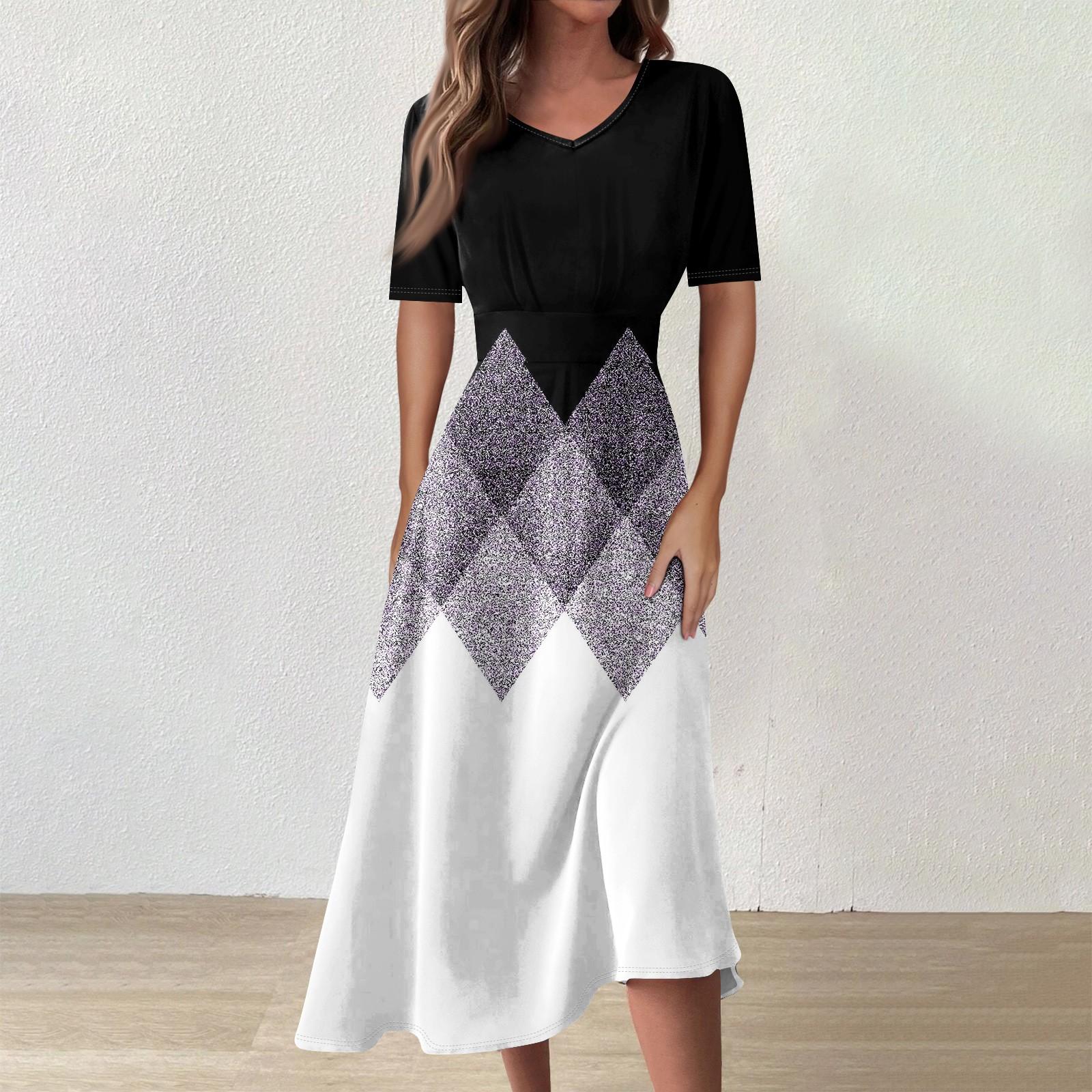 

Женское повседневное летнее платье с принтом, сарафан с короткими рукавами, платья-майки, пляжное платье M фиолетовый