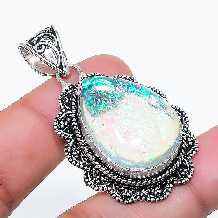 Natural Green Triplet Opal 925 Sterling Silver Jewelry Pendant 1.85 AP-14427
