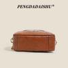 Vintage embossed soft leather small round bag women's shoulder bag