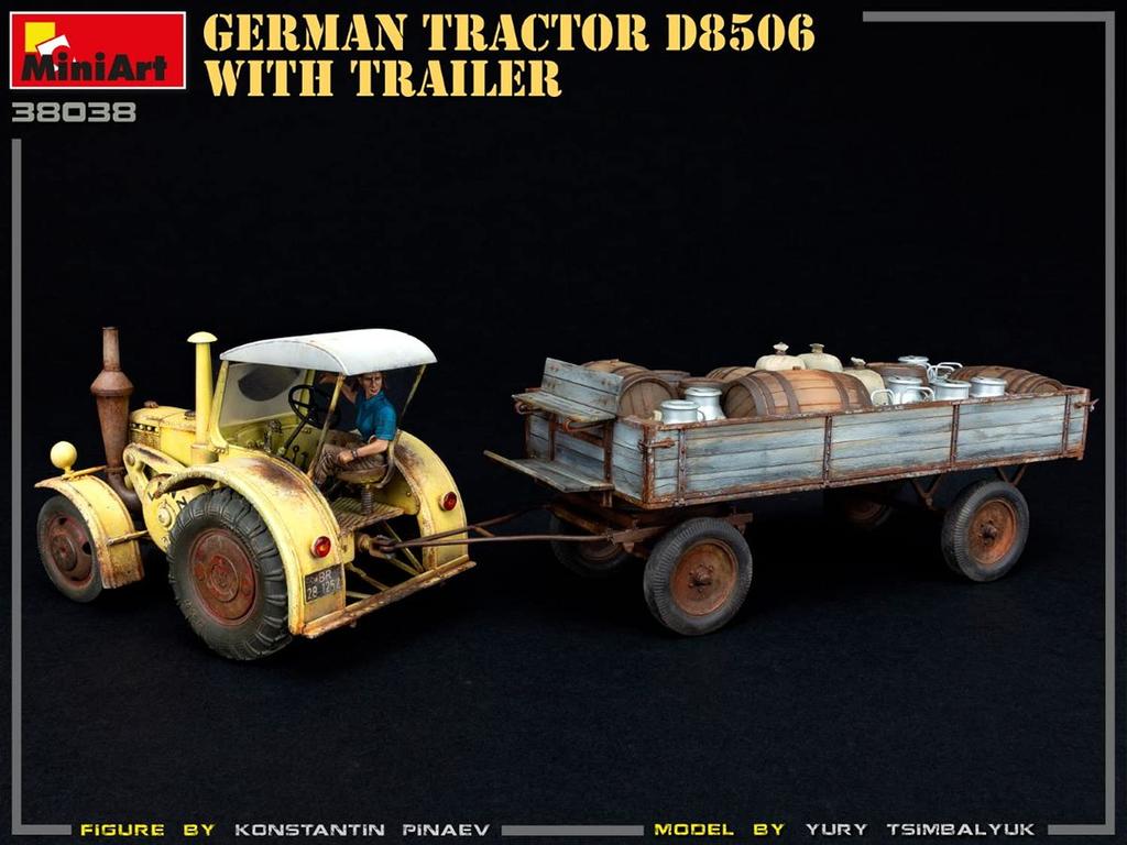 Miniart scale German Tractor D8506 with Trailer Plastic Model Kit MA38038 MIN38038 1/35