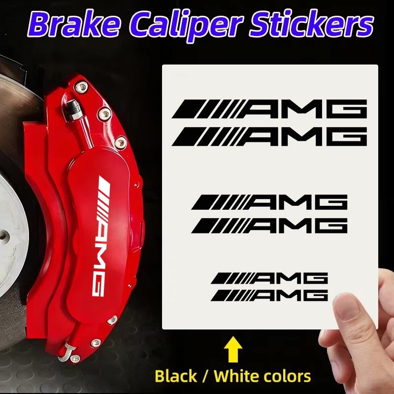 ZJH5 6PCS Car Brake Caliper Stickers Heat Resistant Decoration PVC Decals For Mercedes Benz B/C/E/S Class A Class C200L GLC GLK CLA