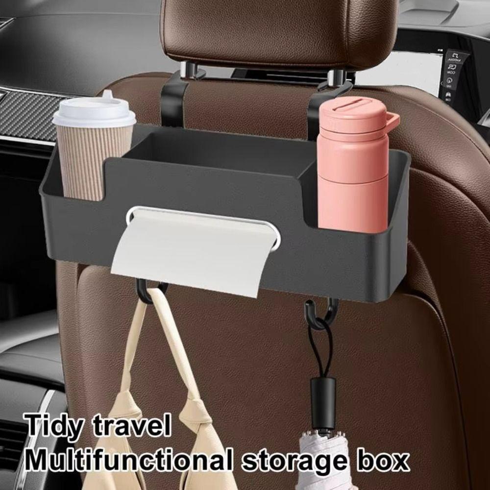Multifunctional Backseat Cup Holder with Hook Car Back Seat Tissue Box  Automotive Interior