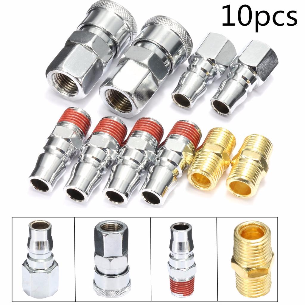 Conectores De Manguera De Aire Rápido 3/8" - Juego De 2 Piezas, Rosca Macho, Para Compresores Y Herramientas