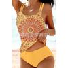 Bikini Stampato a Vita Alta Diviso Costume da Bagno con Spallina Stampata da Spiaggia