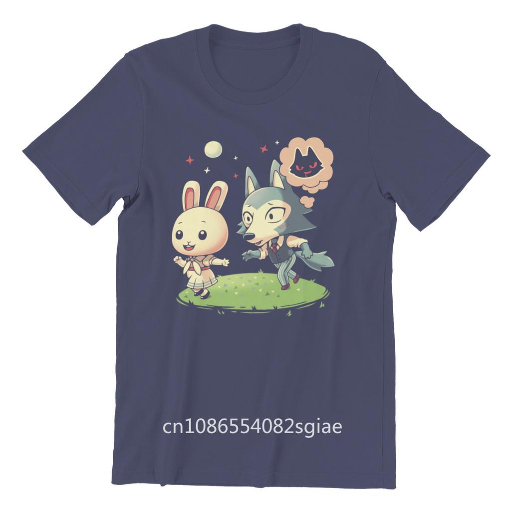 Men's T-shirt The Bunny and The Wolf Black Couples Matching Punk Men Cotton Tshirt Tees Tops Anime Harajuku Streetwear
