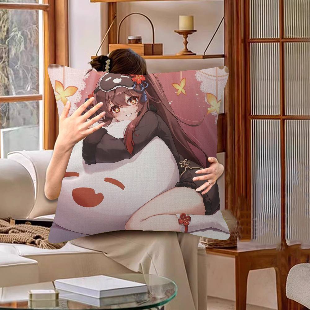 Genshin Impact Hu Tao Pillow Cover For Bedroom Room And Living Room Sofa Decorative Cushion Cover