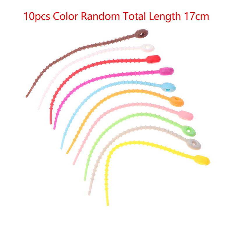 10Pcs Cute Candy Color Silicone Reusable Bag Ties Twist Wire Fasten Cable Zip Tie Headset Data Line Universal Lanyard Strap