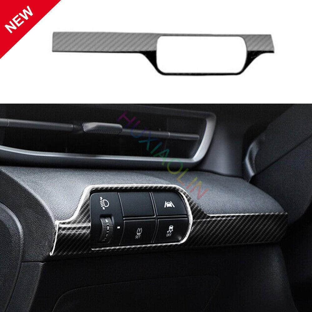 For Hyundai Elantra 2021-2023 Steel Carbon Fiber Car Headlight Button Frame Trim