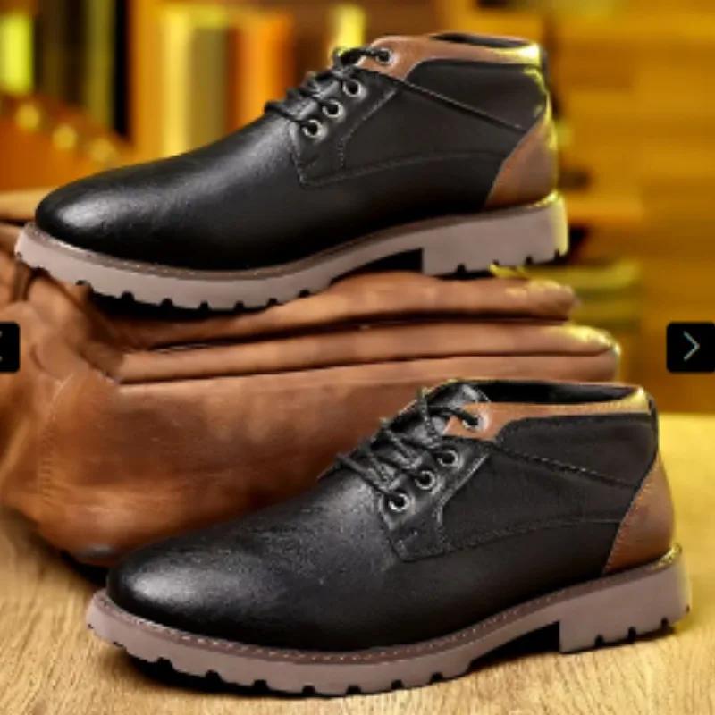 Fashion Handmade Men Boots Autumn Winter Male Booties Outdoor Vintage Brown Boots Ankle Work Boots Beef Tendon Bottom Zapatillas Male