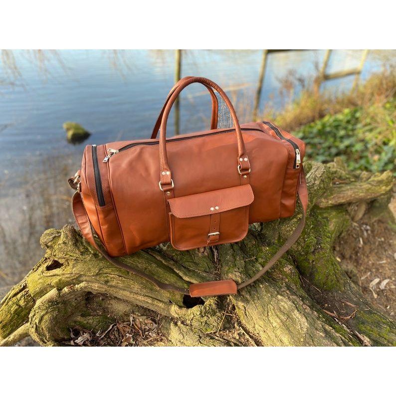 Travel Bag, Duffle Bag, Travel Holdall, Cabin Luggage, Holdall, Lightweight Luggage, Carry On Baggage, Brown Gym Bag, Workout Bag Leather