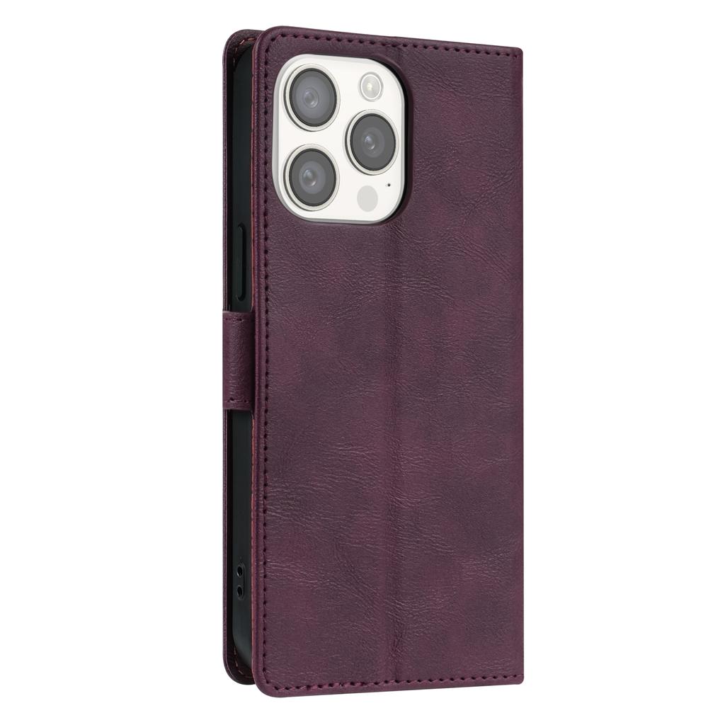 N.BEKUS CSJ-001 For iPhone 16 Pro Max Stand Case PU Leather Wallet Phone Cover