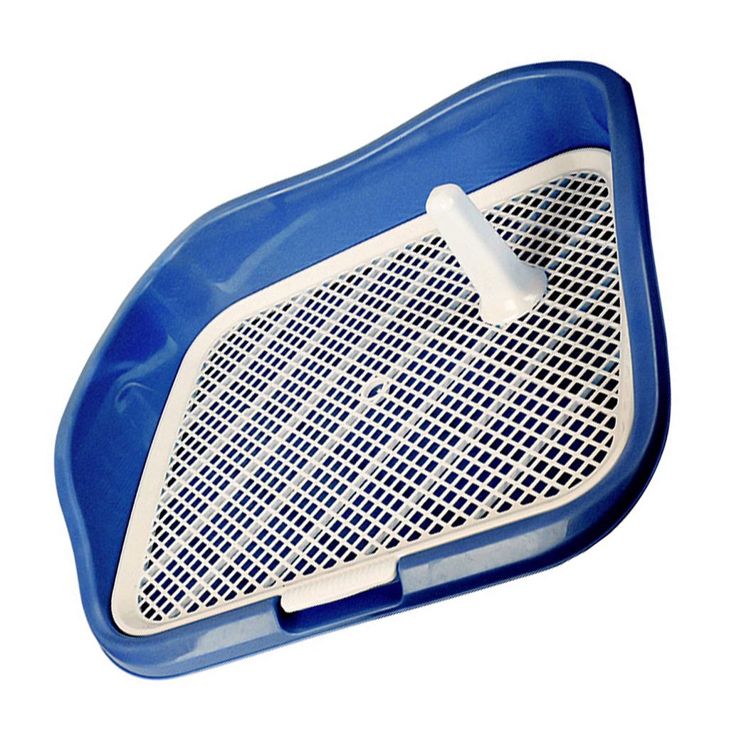Dog Potty Tray with Raised Fences Removable Mesh Grid Pad and Post Prevent Splashing Large Space Dog Training Toilet