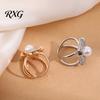 Luxury Scarf Ring Accessory Rhinestone Geometric Ring, Sparkling Elegant Faux Pearl Holder, Decorative Women Wrap Holder for Neckerchiefs Scarves