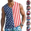 Ärmelloses Herren-Tanktop mit V-Ausschnitt, verwaschener Flaggenprint, leicht, lässig, Muskelshirt für Sommer-Outdoor-Aktivitäten