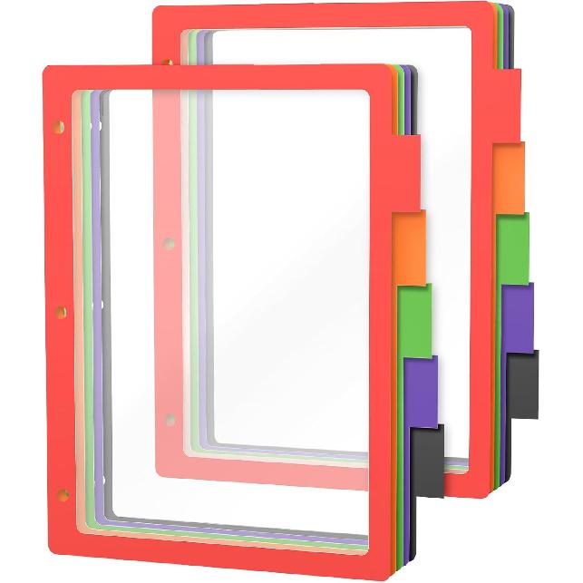 HABGP 16Pcs/2 Set 8 Tab Dividers for 3 Ring Binder, 16 Pcs Clear Color 3 Ring Binder Dividers with Tabs, Page Folder Dividers, Plastic Tabbed File 2 Set (10 Pcs)