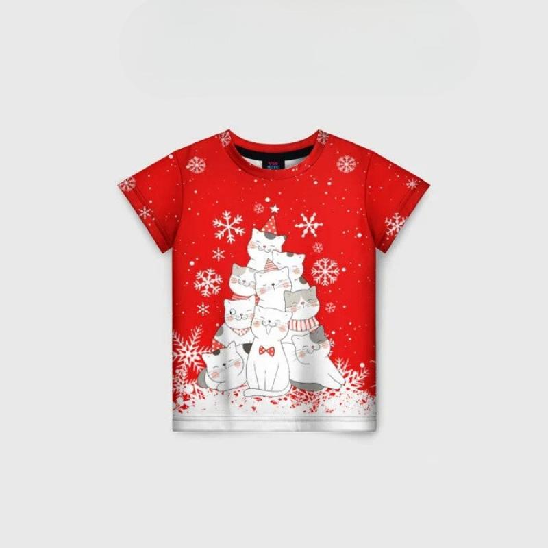 

Детские футболки с новогодним принтом Санта-Клауса Детские Унисекс Удобный Модный Топ с коротким рукавом 170