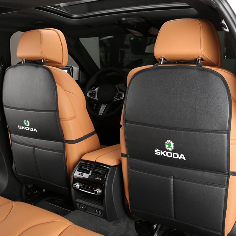 Car Seat Back Anti-Kick Mat Protector Pad Cover For Skoda Octavia Superb Rapid Kodiaq Karoq Enyaq Vision Yeti Scala Fabia Kamiq