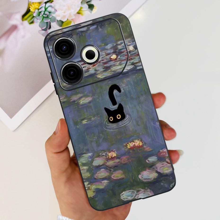 2024 Fashion Case For Tecno Pova 6 Neo Black Silicone Soft TPU Back Cover For Tecno Pova 6Neo 4G Phone Cases